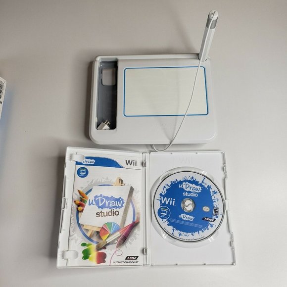 Nintendo Wii Gaming Console Sensor +Cords + U Draw Studio White RVL-001(USA) - Picture 4 of 8